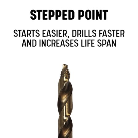 Drill America 3/8 Stepped Point Cobalt Drill Bit with 3-Flat Shank ZO-GSC3/8